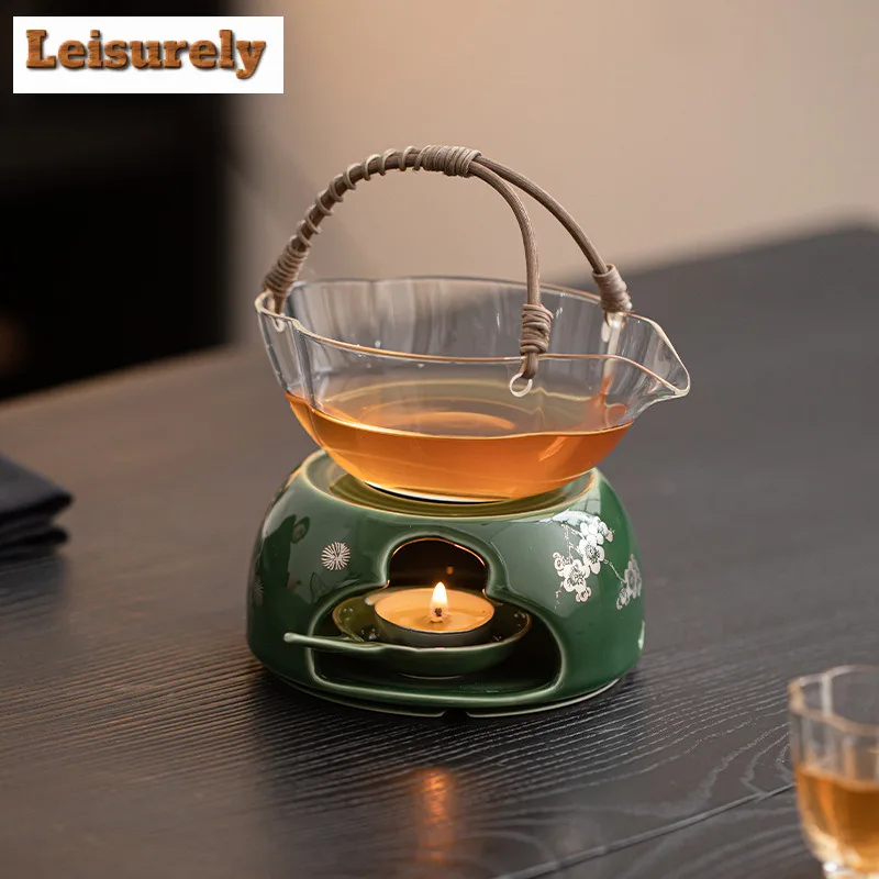 Bronze Gren Warm Tea Stove Teapot Retro Tea Infuser Pot Tea Maker Kettle With Strainer Chinese Tea Set Supplies Ornaments Gifts