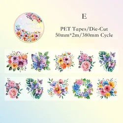 Waterproof Floral Decorative Tape for Scrapbooking and Journals (E)