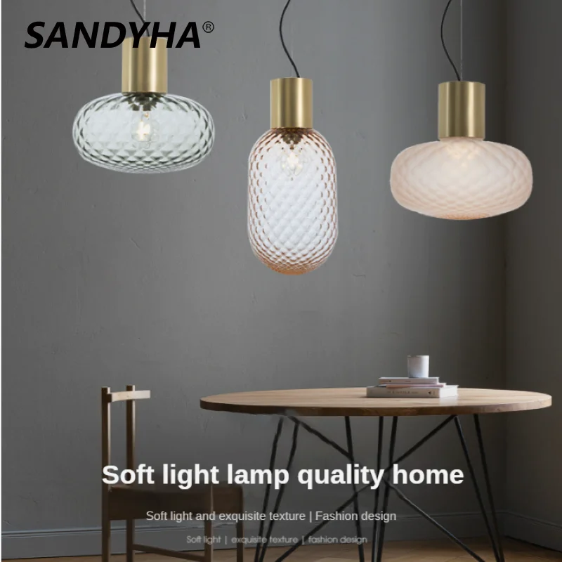 

Подвесная стеклянная Светодиодная лампа SANDYHA в стиле ретро для спальни, гостиной, столовой, кабинета, домашний декор, люстра с одной головкой