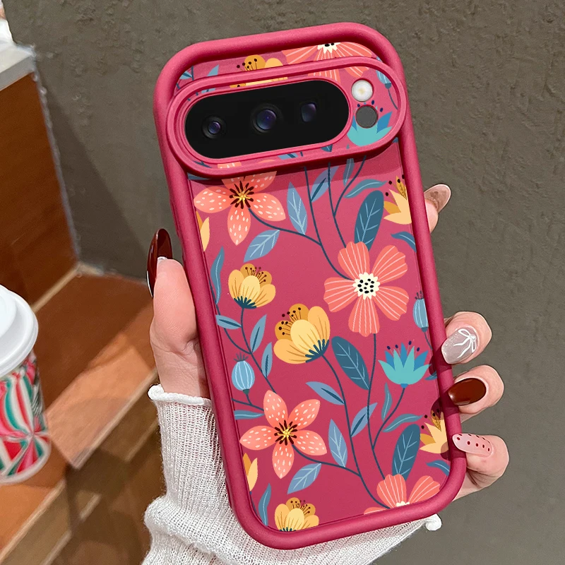 Vibrant Floral Shockproof Phone Case in Solid Colors