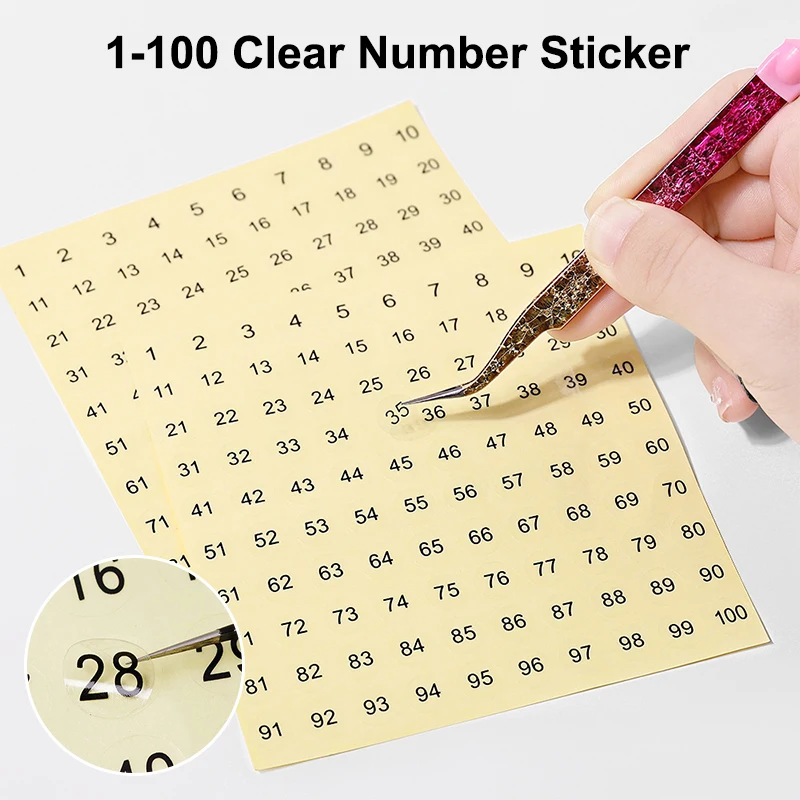 Waterproof 1-100 Clear Number Label Stickers For DIY Craft Self Adhesive Nail Polish Lipstick Color Number Tags Sticker