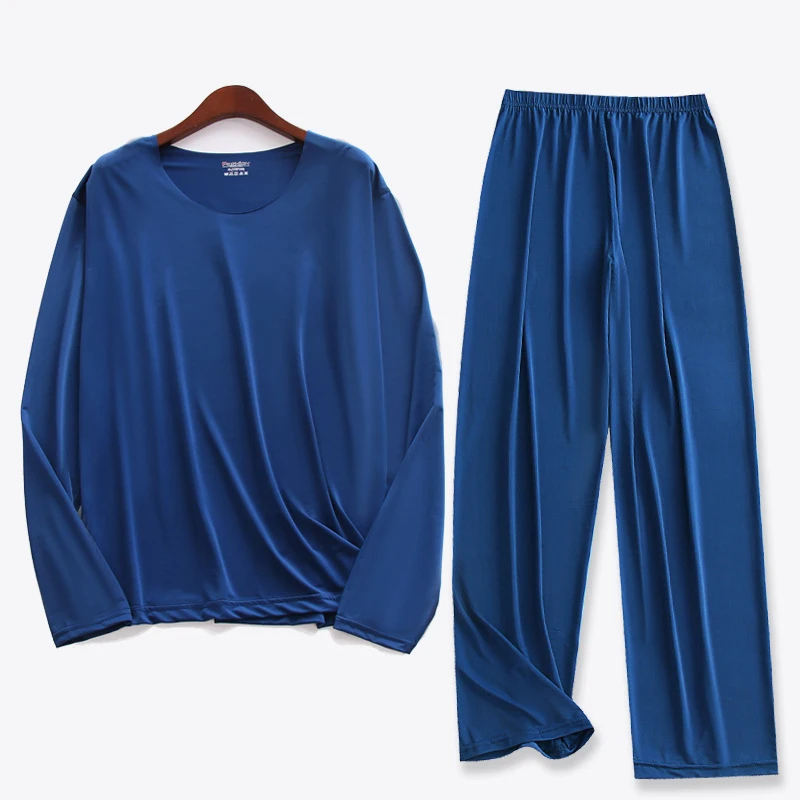 Men Ice Silk Pajamas Shirt & Pants 2Pcs Sleep Set For Summer pajamas set silk pajamas man pajamas set
