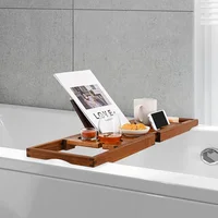 ชั้นวางของในอ่างอาบน้ำแบบพับเก็บได้ตัวยึดแท็บเล็ตโทรได้แบบเคลื่อนที่ได้ของโรงแรมทำจากไม้ป้องกันการกัดกร่อน 3