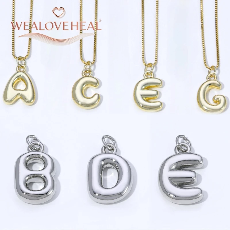 2026 Neue Mini-Anfangsbuchstaben-Anhänger, 18K vergoldetes Messing, kleine Ballon-Buchstabenanhänger (26 englische Buchstaben) für die Herstellung von Halsketten und Armbändern