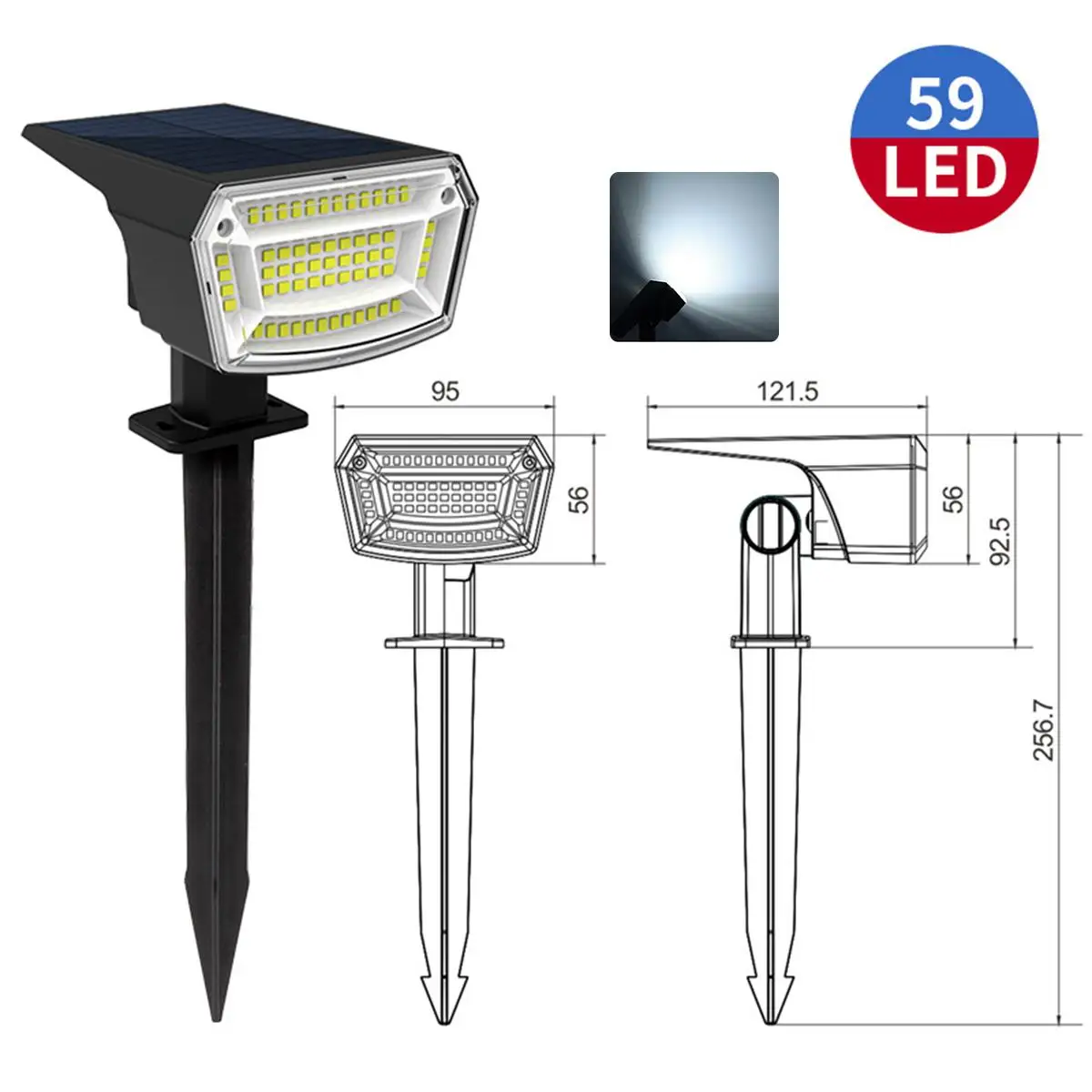 Solar-LED-Strahler, Landschaftslampe, beleuchtet im Freien, wasserdicht, angetrieben, Hofdekoration, Weg, Garten, Spot, Auffahrt, Gehweg, Spike
