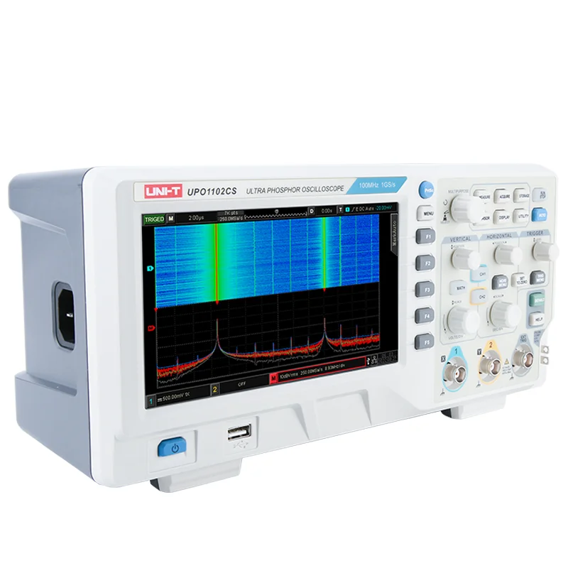 

UPO1102CS 4-in-1 Phosphor Oscilloscope 2 Channel 100M 1GSa Spectrum/Protocal Analyzer Multimeter Function