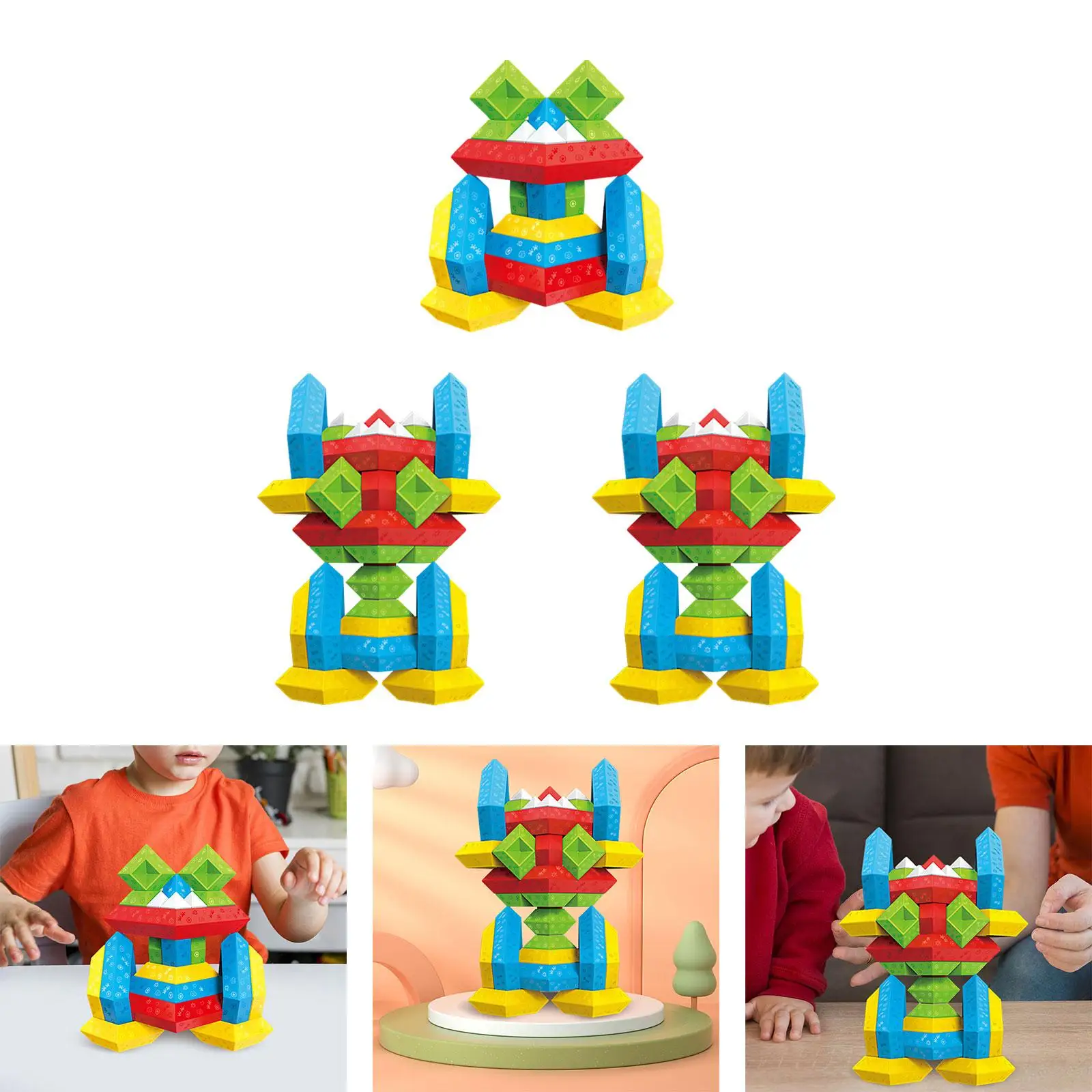 Pyramid Stacking Toy Montessori Toys Toddlers Building Toys Building Blocks 3D Puzzle Brain Teasers for 3 Year Old Children