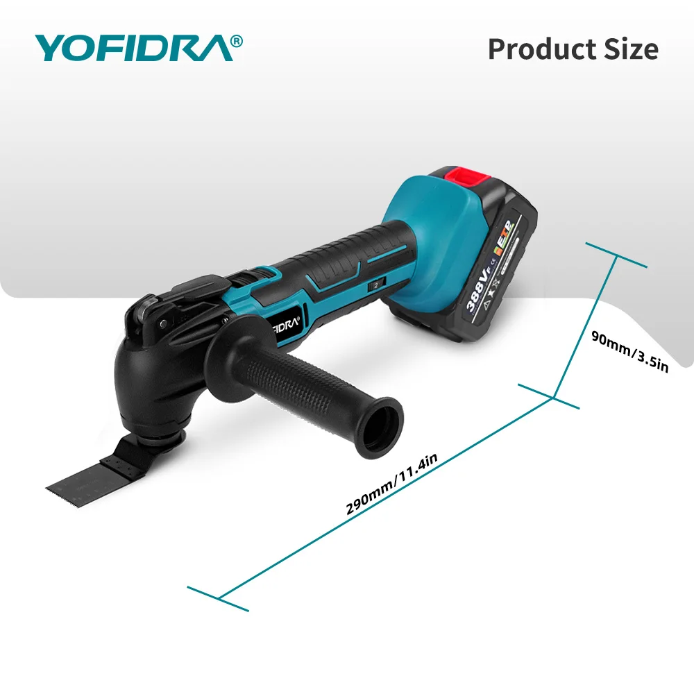 Multiutensile Oscillante A Batteria Yofidra - 6 Velocità, 11000 Giri/min, Con 2 Batterie 2.0 Ah Per Taglio E Levigatura