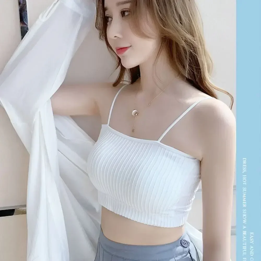 2024 Fashion Slim Women Tank Top Fashion Korean Version Polyester Fiber Tube Top Underwear Breathable Bra Tank Top