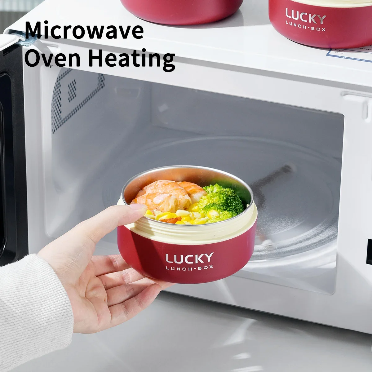 WORTHBUY 304 Stainless Steel Insulated Lunch Box WithThermal Bag&Cutlery Portable Salad Fruit Food Container Microwave Bento Box