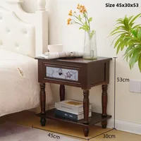 Armoire de chevet Vintage en bois massif, Style français, table de chevet avec tiroir de rangement latéral, meubles de chambre à coucher pour la maison 5