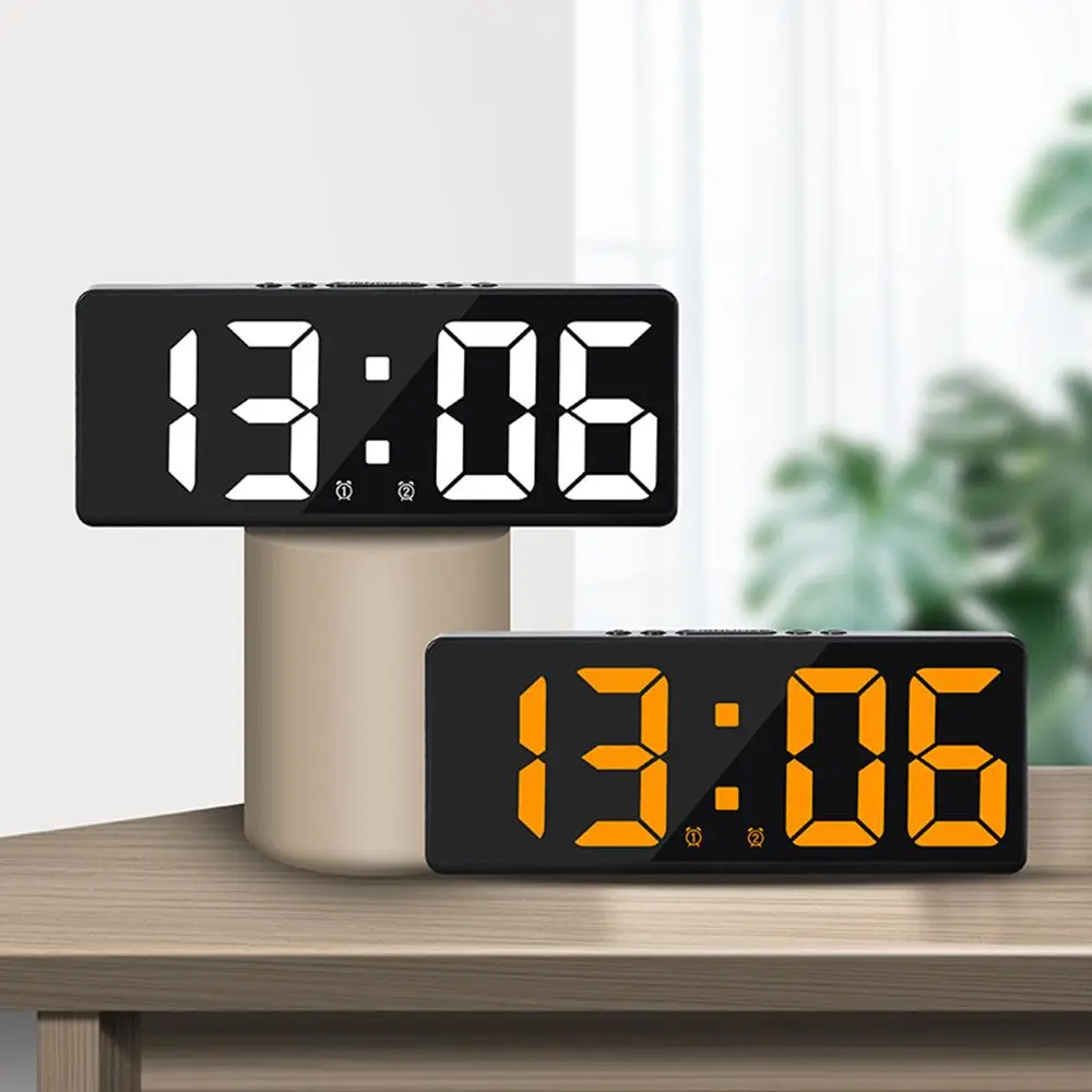 Digital Alarm Clock Voice Control Teperature Snooze Night Mode Desktop Table Clock 12/24H Anti-disturb Funtion LED Clocks Watch