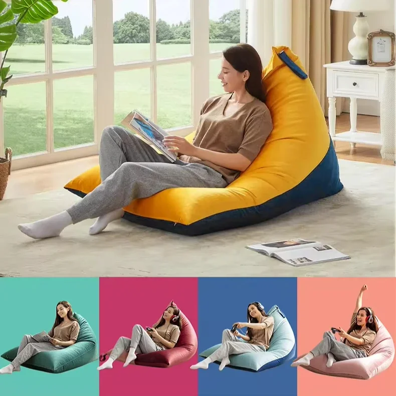 Large Velvet Sofa Bean Bags Portable Handle Foam Storage Bean Bag Chairs for Indoor and Outdoor Use