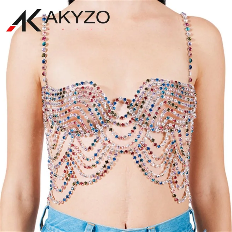 

Mixed Color Body Chain European and American Sexy Bra Chain Ladies Fashion Show Accessories Wholesale