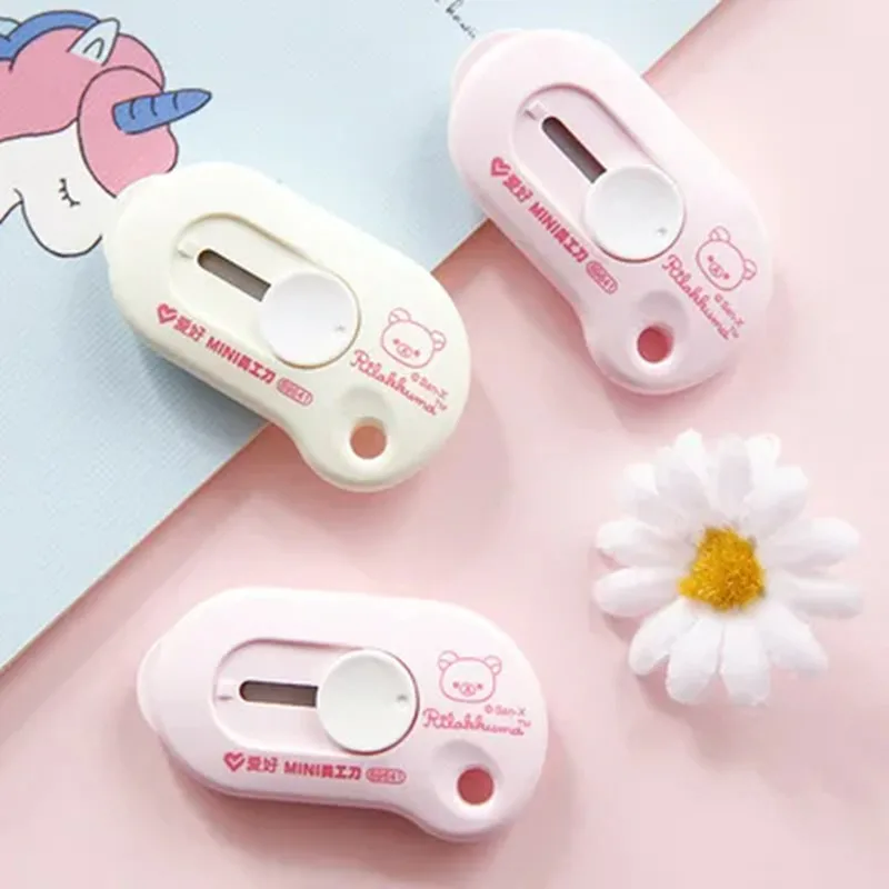 5pcs AIHAO 69641 Mini Retractable Rilakkuma Utility Knife Box Letter Cutter Kawaii Student Office Stationery Portable