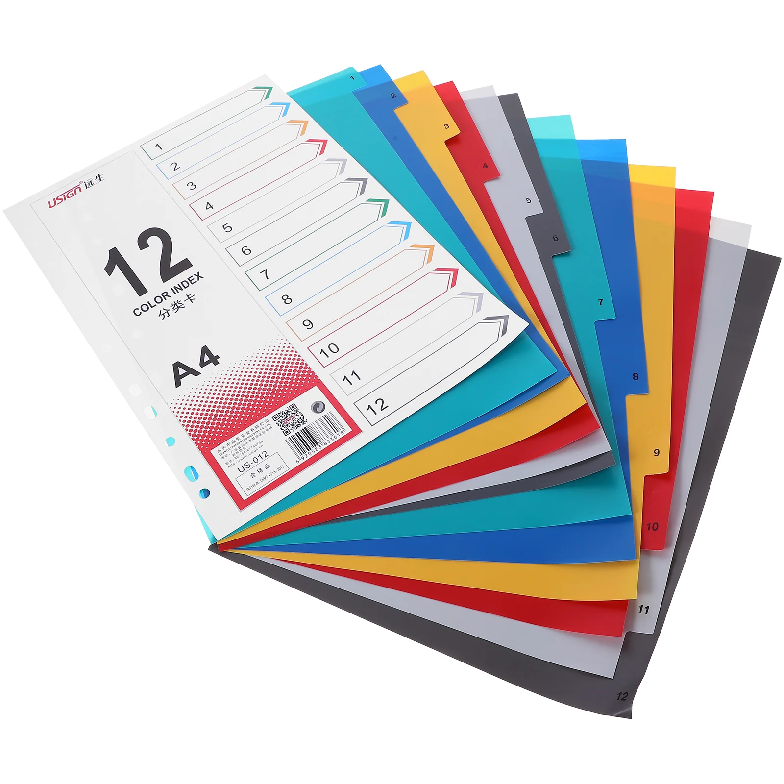 

12Pcs Index Page Divider Colorful Classification Page Tab for Notebook Memo (A4)