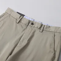 Pantalon décontracté droit 97% coton, pantalon formel d'affaires noir bleu extensible pour homme, pantalon kaki marron pour homme 3