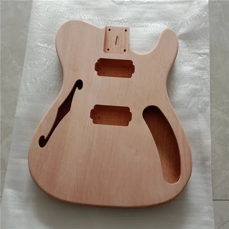 

Whole Piece Mahogany Wood Single F Hole Electric Guitar Body, HH Route No Paint For TL Guitar BJ-610