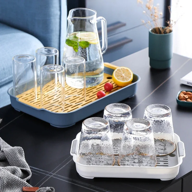 

Double Layer Cup Storage Tray Dish Drainer Fruit Vegetable Water Drain Racks Kitchen Organizer Washing Drying Fruit Plastic Bask