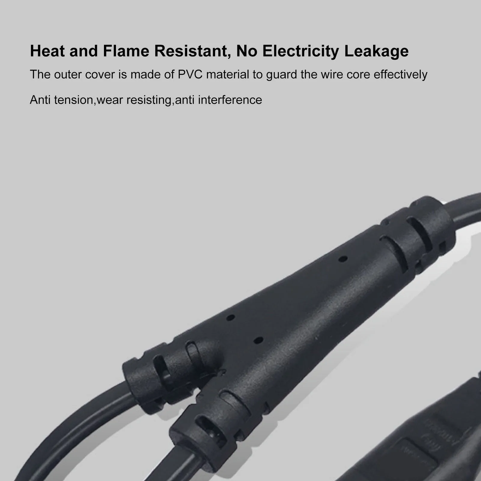 AC Power Splitter Cable Tensile Safe Waterproof 100‑250V 1 in 2 Out IEC320 C8 To Dual C7 Cord for LCD Monitor for Desk Lamp