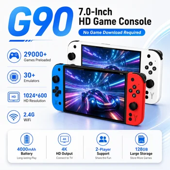 P90 Dual Player Handheld Game Console 7 Inch HD IPS Display 4000mAh Rechargeable Battery HDMI TV Output Mass Preloaded Leisure 1