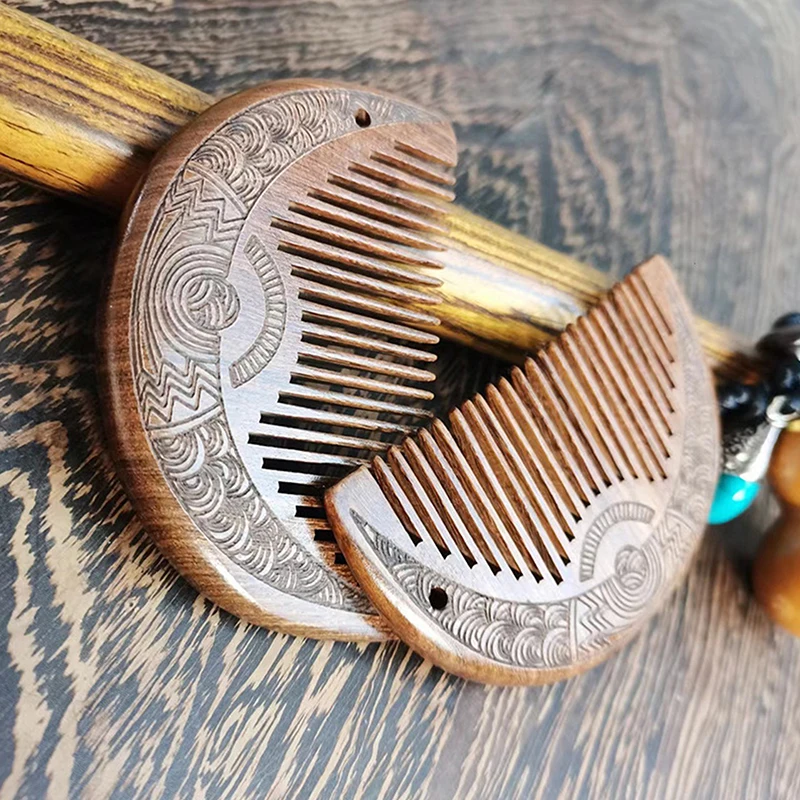 Pocket Wooden Comb Natural Black Gold Sandalwood Super Wide Tooth Wood Combs No Static Lice Beard Comb Hair Styling 5