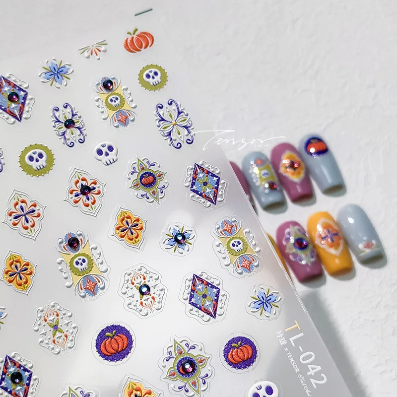 

[Meow.Sensei] Nail Sticker Bohemian Relief Adhesive Nail Sticker Exquisite Spot Drill Series TL-042