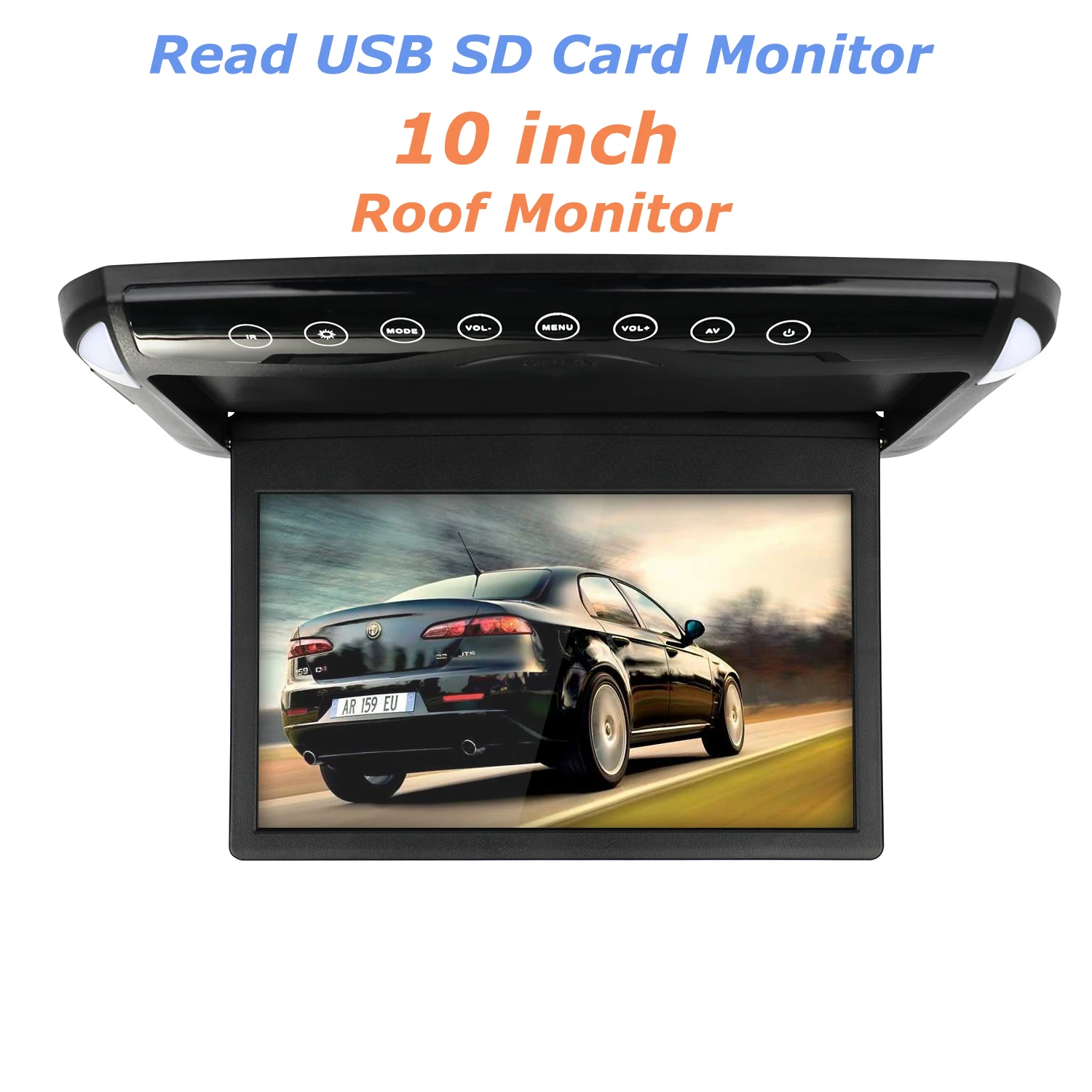 

Ultra Thin 10.1 inch Car Monitor Roof Ceiling Mount Flip Down TFT LCD Monitor Multimedia Player USB SD MP5 Speaker Game