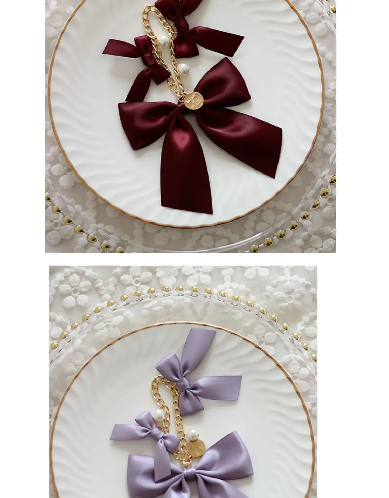Lolita Pearl Rhinestone Gem Bow Handmade Keychain Bowknot Pendant Bag Charm Accessories Key Chain Car Key Holder Creative Gifts