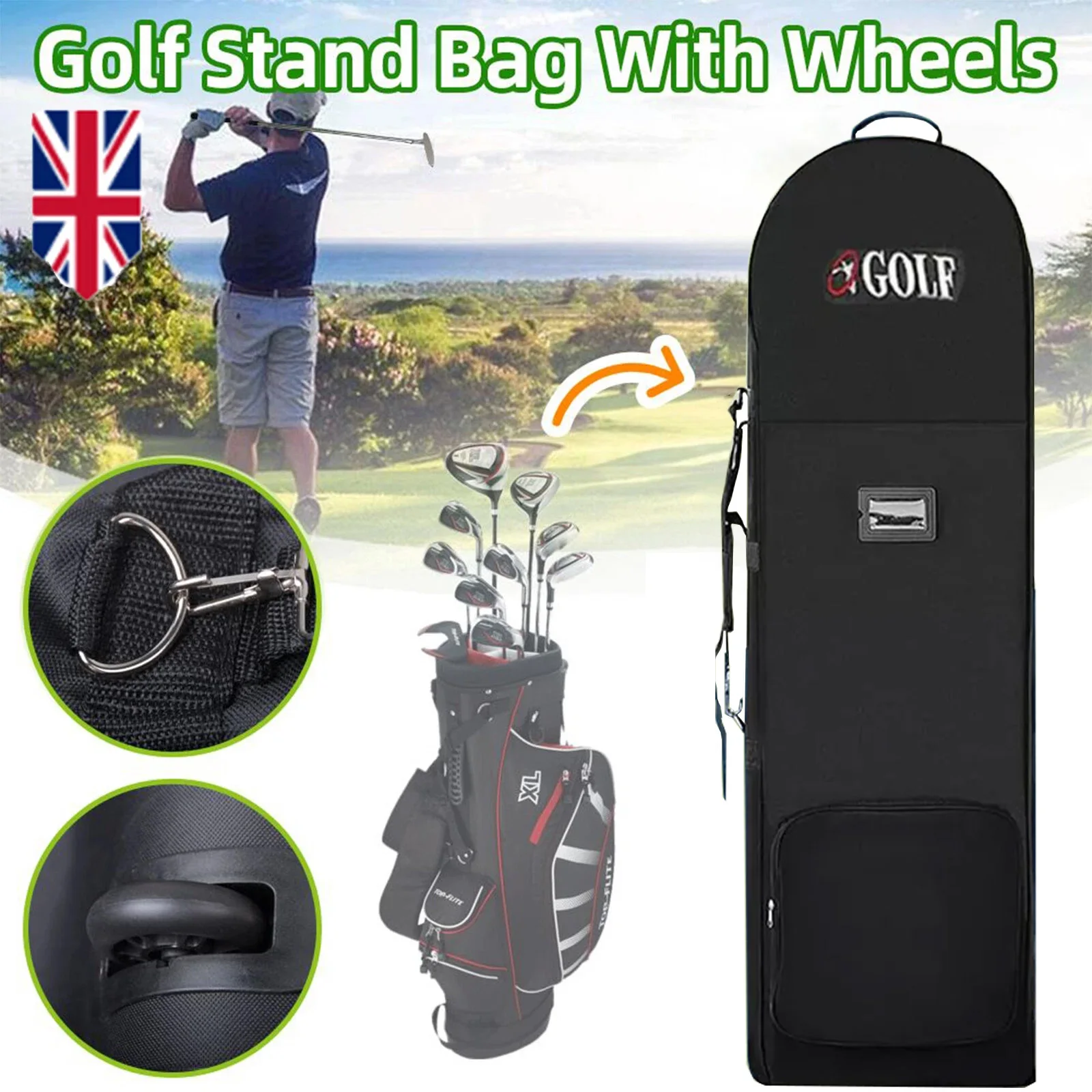 Soft Golf Travel Bags With Wheels Large Capacity Padded Aviation Bag Practical Durable 600D Golf Club Bags Storage Pouch Fit Men