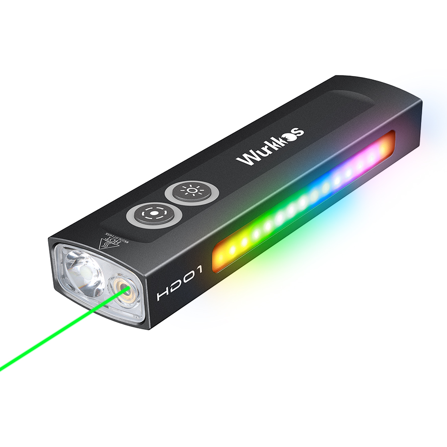 Wurkkos HD01 Multifunctional Flashlight 1200 LM with Green Beam White Light and Side RGB Lights IP65 Waterproof Fishing Hiking