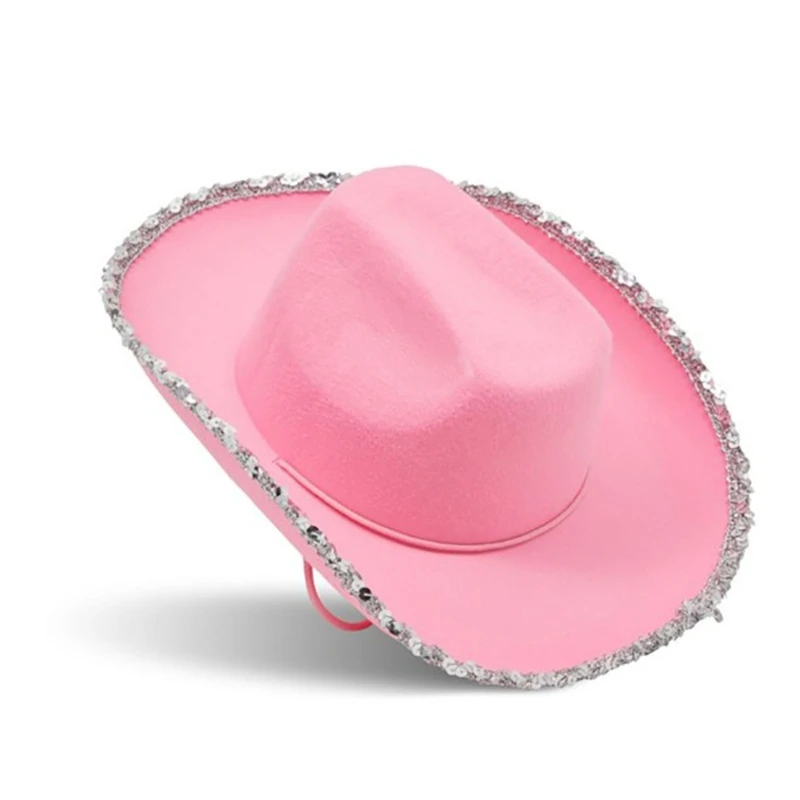 Pink Cowboy Hat for Girls Cowgirl Hat with Sequins and Star 3