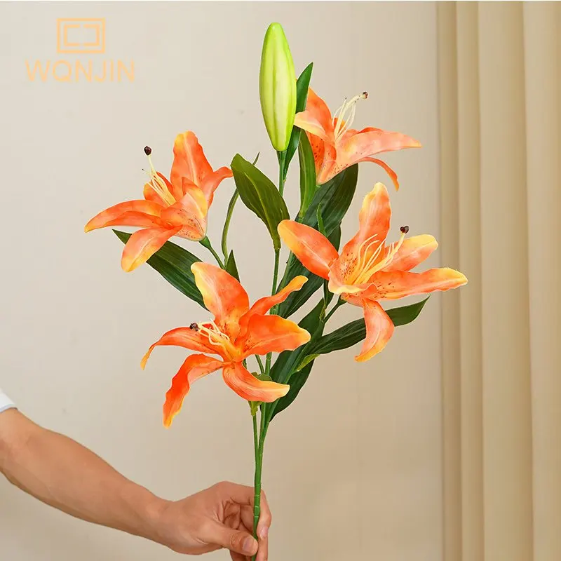 30 Tiger Lily Silk Flower Stem