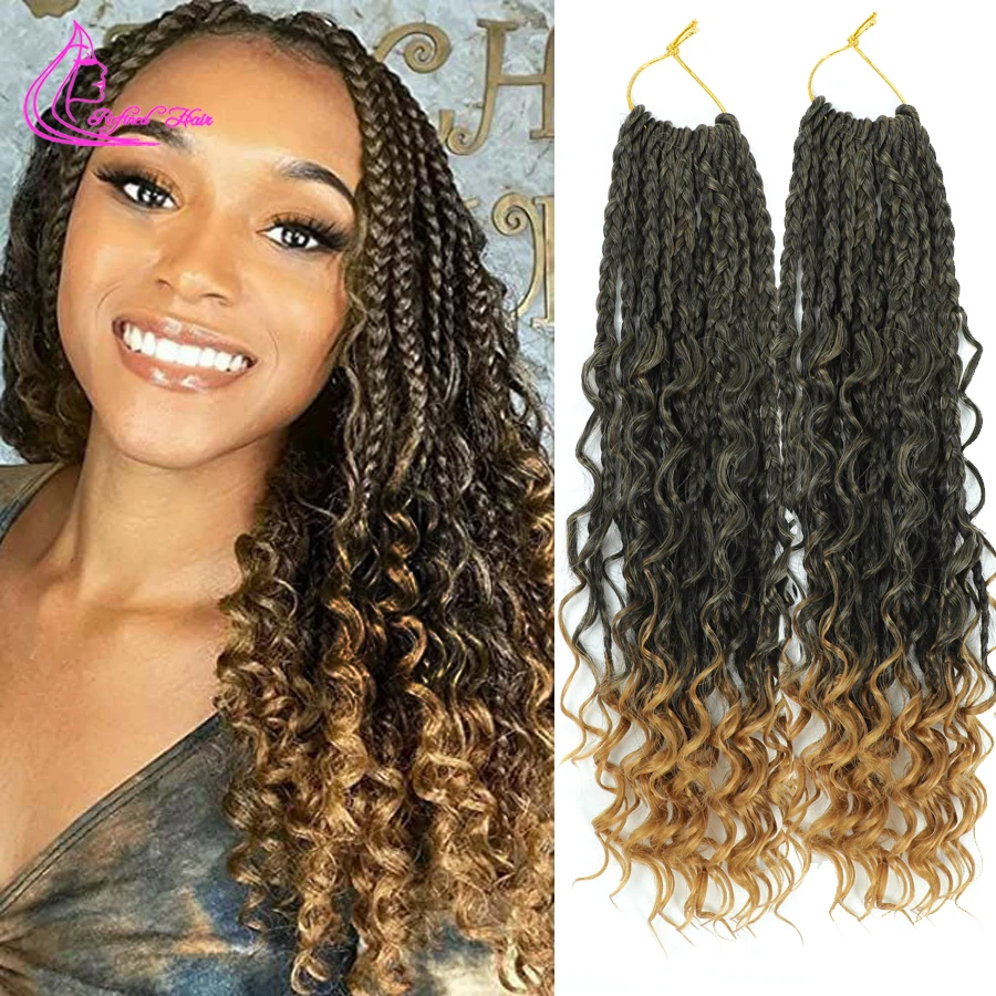Synthetic Goddess Box Braids Crochet Hair 14 18 Inches Boho Box Braids