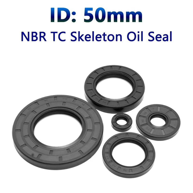 

2pcs ID 50mm NBR Nitrile Rubber TC Skeleton Oil Seal Shaft Lip Seal High Temperature Gasket Acid Resistance OD 56-64mm