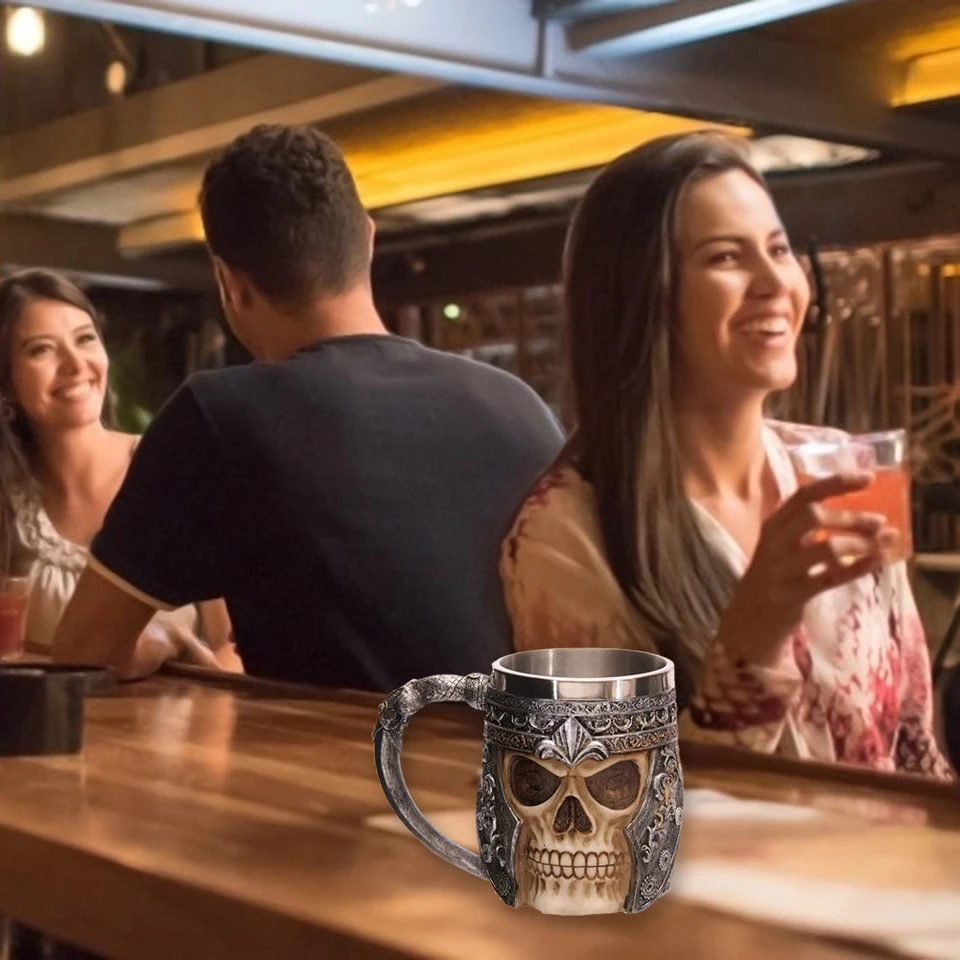 Taza De Calavera Con Revestimiento De Acero Inoxidable De Resina, Antióxido, Ligera, Pequeña