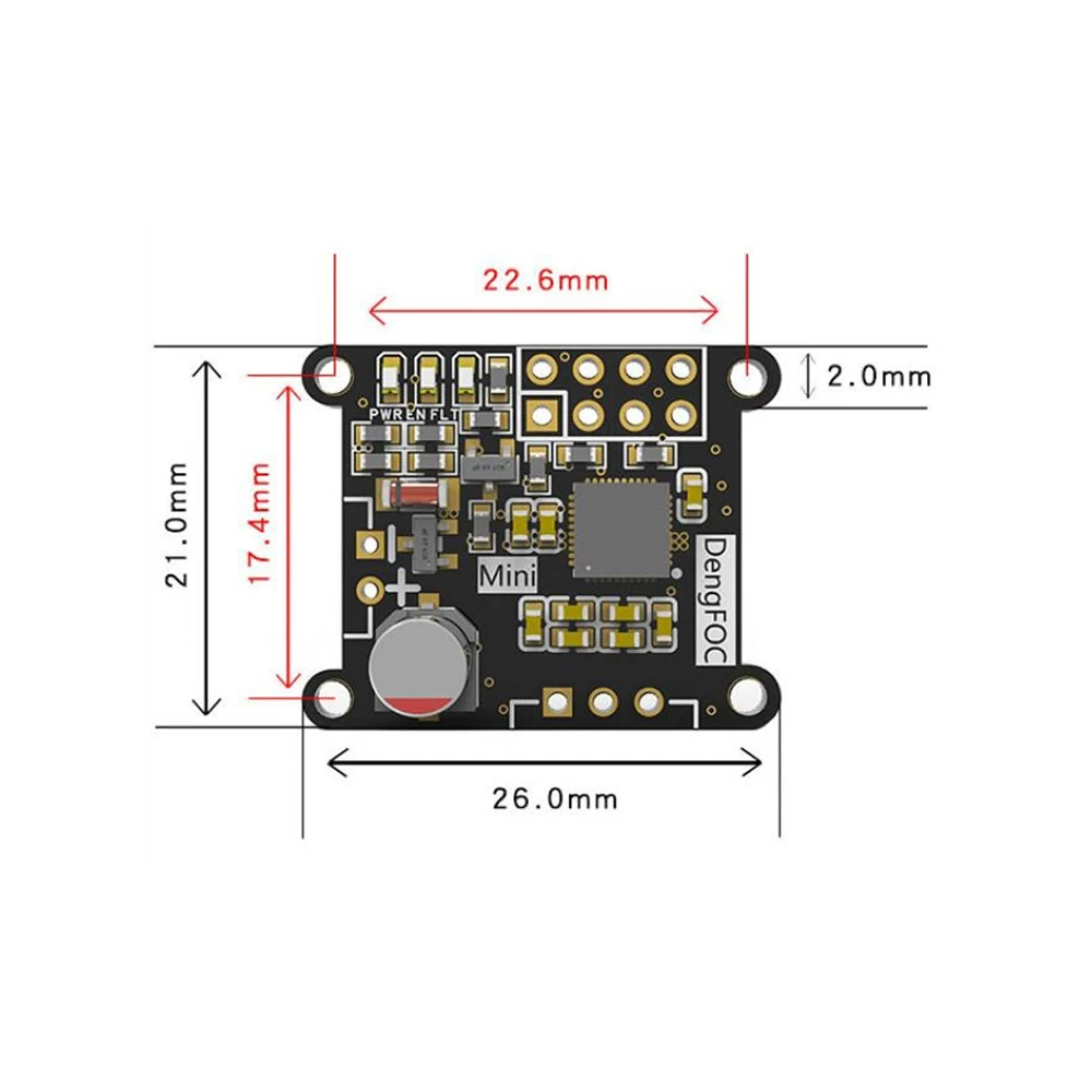 Deng FOC Mini 8-35V BLDC Motor Drive Board 2.5A DRV83131 Chip Motor Drive Controller PWM Output Pin with Indicator Light