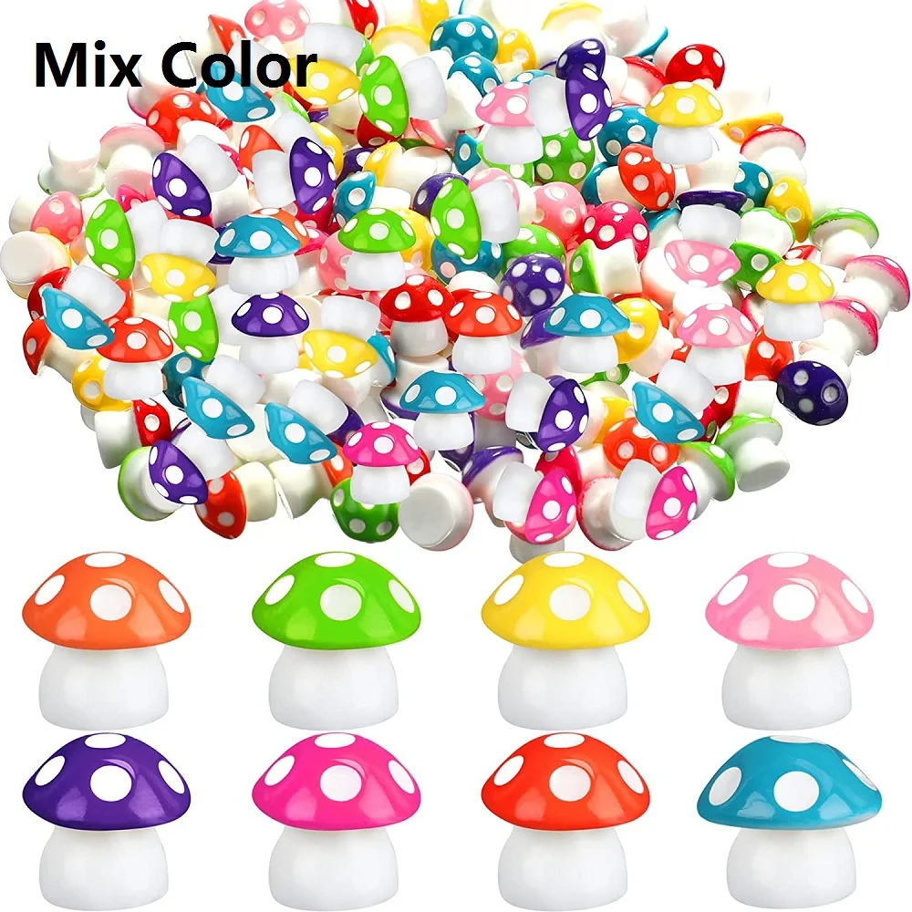 50Pcs Resin Mini Mushroom Figurines Gnome Tiny Mushrooms Miniature For