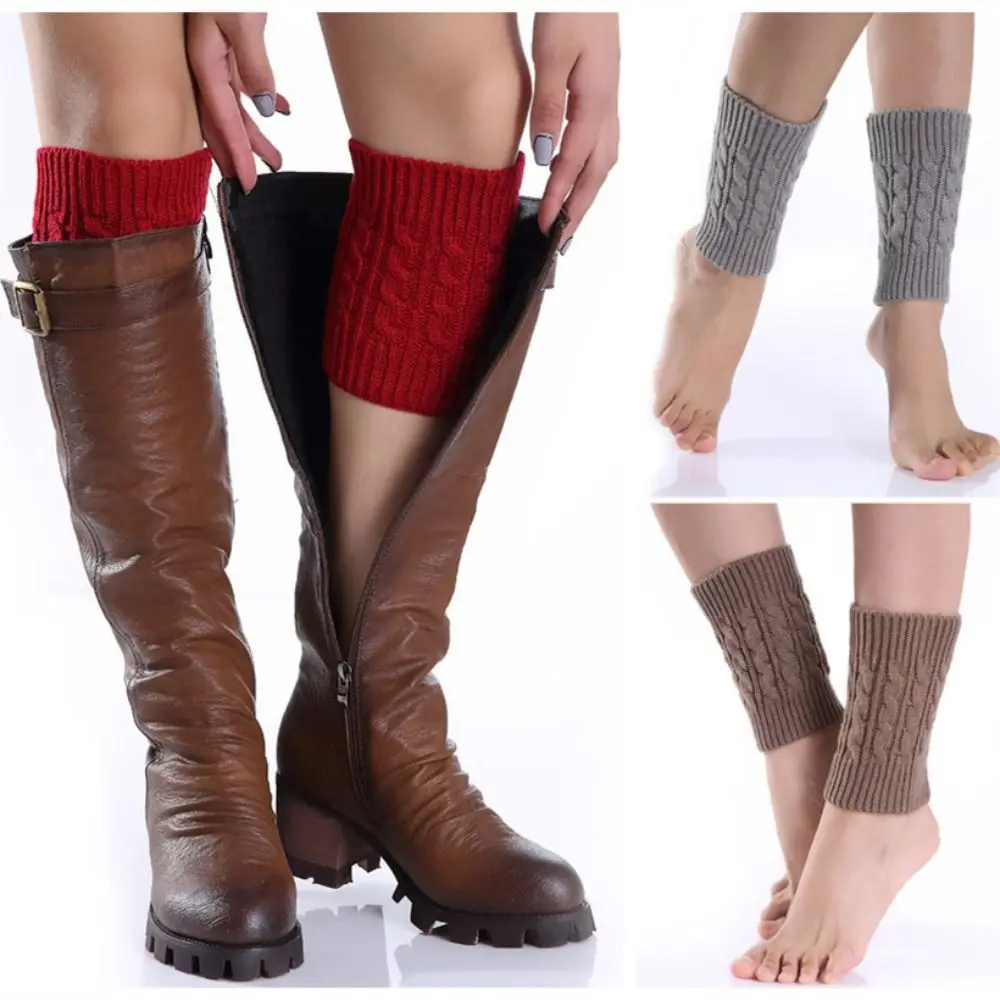 

Twist Wool Knitted Leg Warmer For Women Autumn Winter Short Leg Warmers Boot Cuffs Fashion Thermal Legging Foot Cover Boots Sock