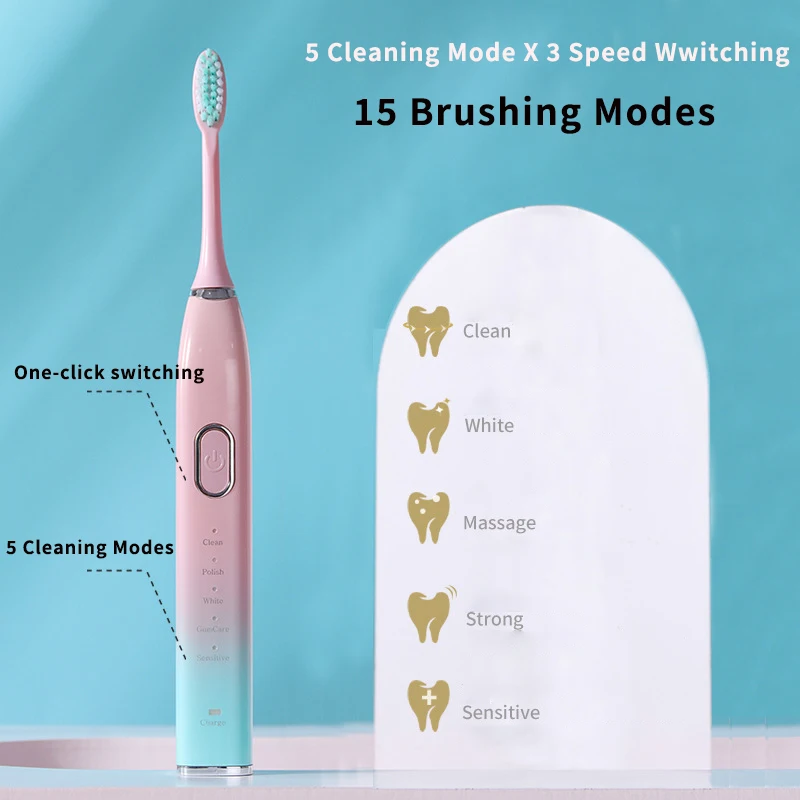 New Sonic Electric Toothbrush USB Rechargeable Metal Teeth Brush IPX7 Waterproof For Adults Teeth Whitening Cleaning Brush
