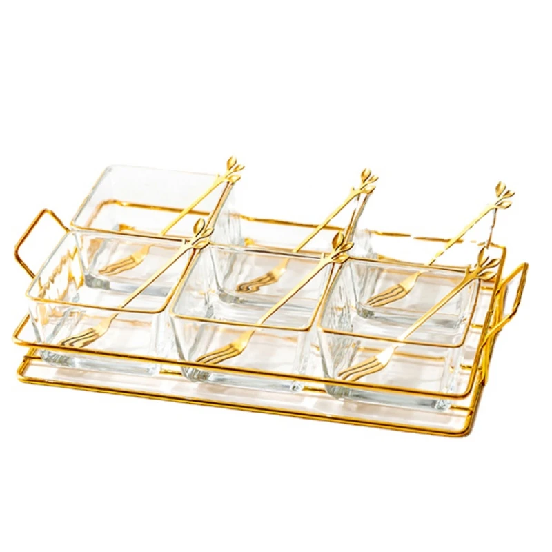 

Glass Fruit Plate Living Room Home Dried Fruit Tray Compartment Storage Snack Tray Affordable Luxury Style Candy Plate
