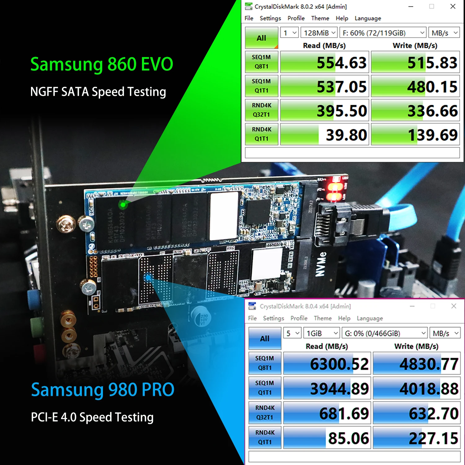 Dual M.2 PCIE NVMe 4.0/3.0 Adapter for M.2 PCIE NVMe SSD and M.2 NGFF SATA SSD - 4