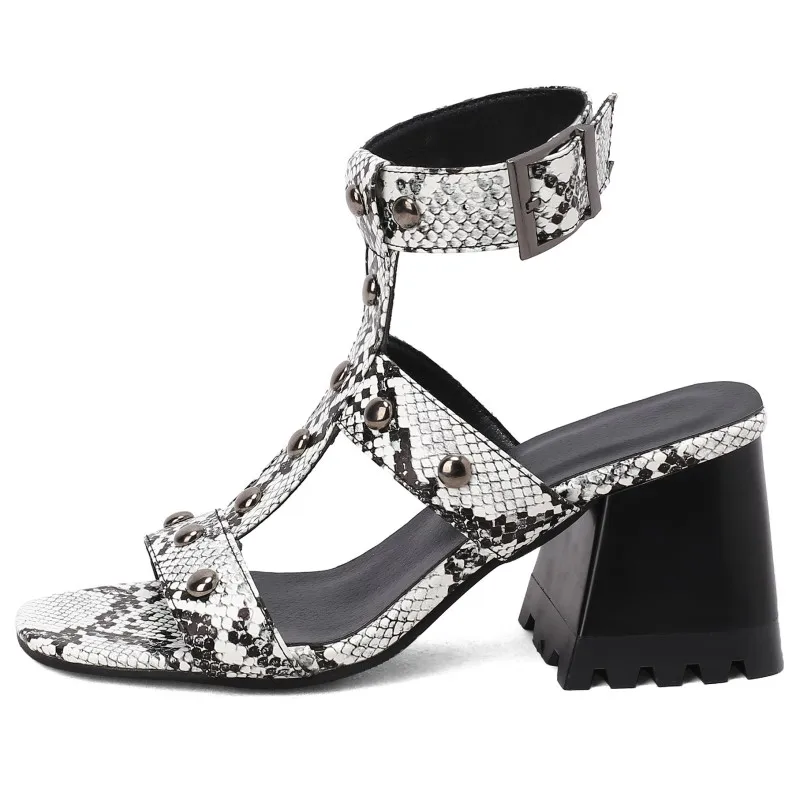 

Large Size 44-48 Women Sandals New Roman Rivet Buckle Sandals High Heels Ladies Summer Shoes Sports Sandals Pump Sandalias Mujer