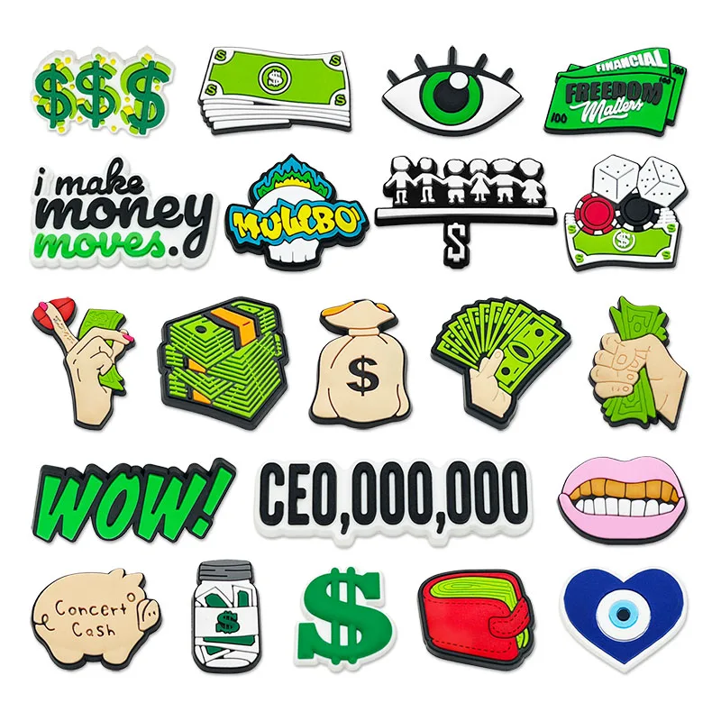 New Money bag Greenback Series Shoe Charms Accessories PVC Sandals Garden Shoe Buckles Shoe Pins Shoe Decorations Friends Gifts