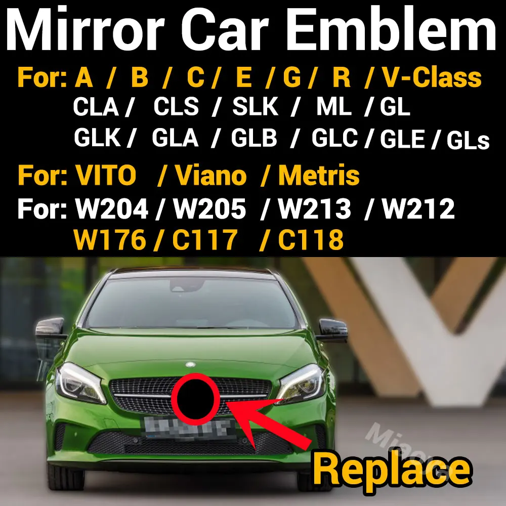 3D Mirror Grill Badge Front Emblem Logo For A B C E G Class W205 W212 W213 W204 W176 W246 W177 ML GLA CLA GLC GLE C117 Embles |