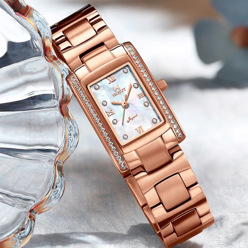 Classic square waterproof stainless steel material women's quartz watch 3