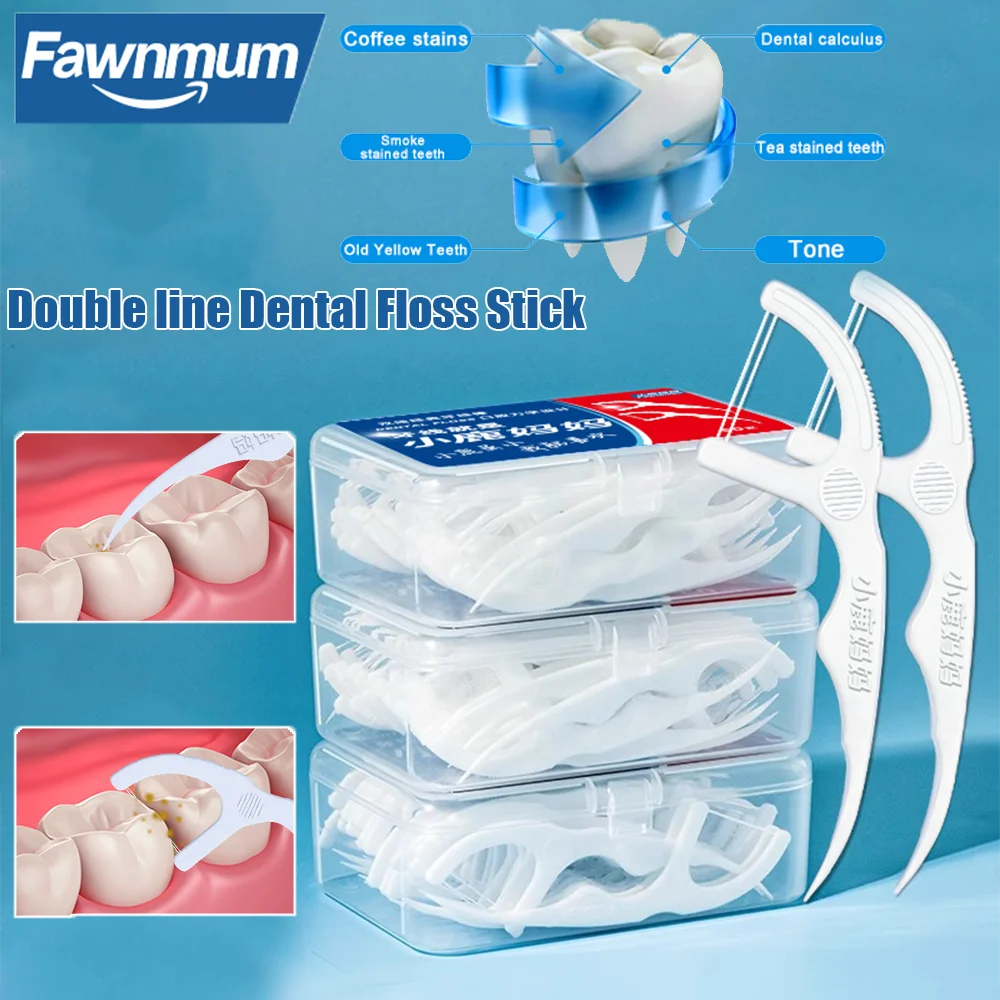 Dental Floss Sticks 50/100pcs Double Line for Oral Care