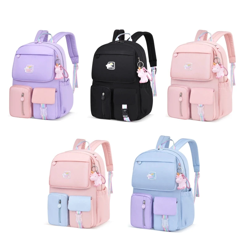 

Fashion Nylon Backpack with Pendant Primary School Bag for Teenage Girls