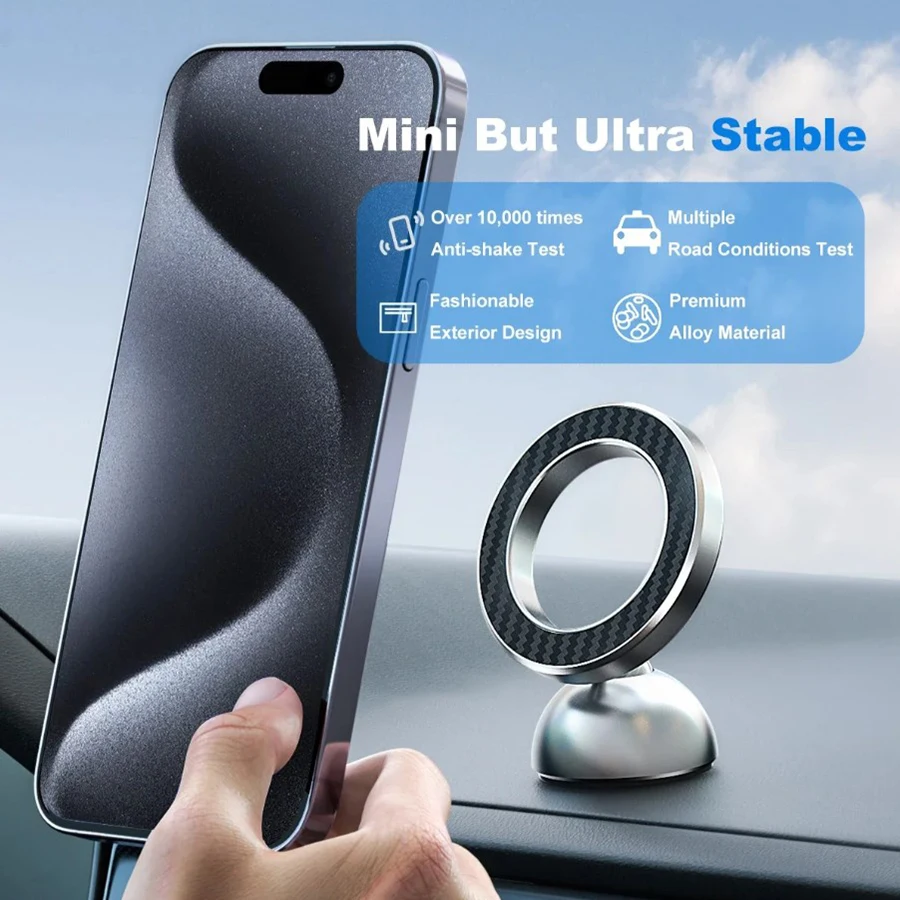 Aluminum Magnetic Car Holder Phone for iPhone 15 14 13 ProMax Magsafe Adjustable Car Stand fits for All Car Vehicles Dash Mount