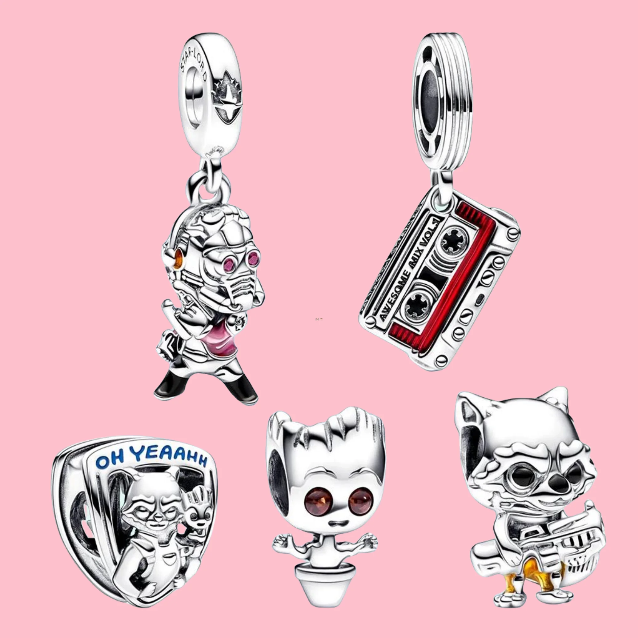 925 Silver Guardians Of The Galaxy Dancing Groot Charm Fit For Pandora Coppie Bracciale Collana Gioielli Regalo Fai Da Te